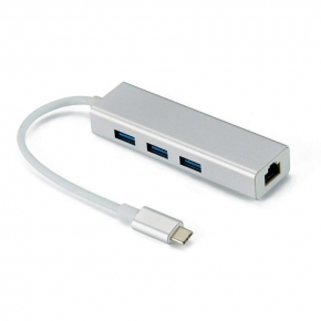 KCUAP014 USB Type C to RJ45+3×USB3.0 Converter Aluminum Housing