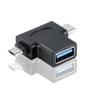 KCCAP015 USB 3.0 Female to USB-C Male+USB2.0 Micro Male Adapter