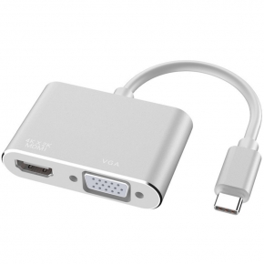 KCUAP021 Aluminum USB Type C to HDMI+VGA Converter
