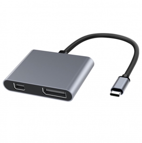 KCUAP041 MST+SST Aluminum USB Type C to DP+Mini DP Converter
