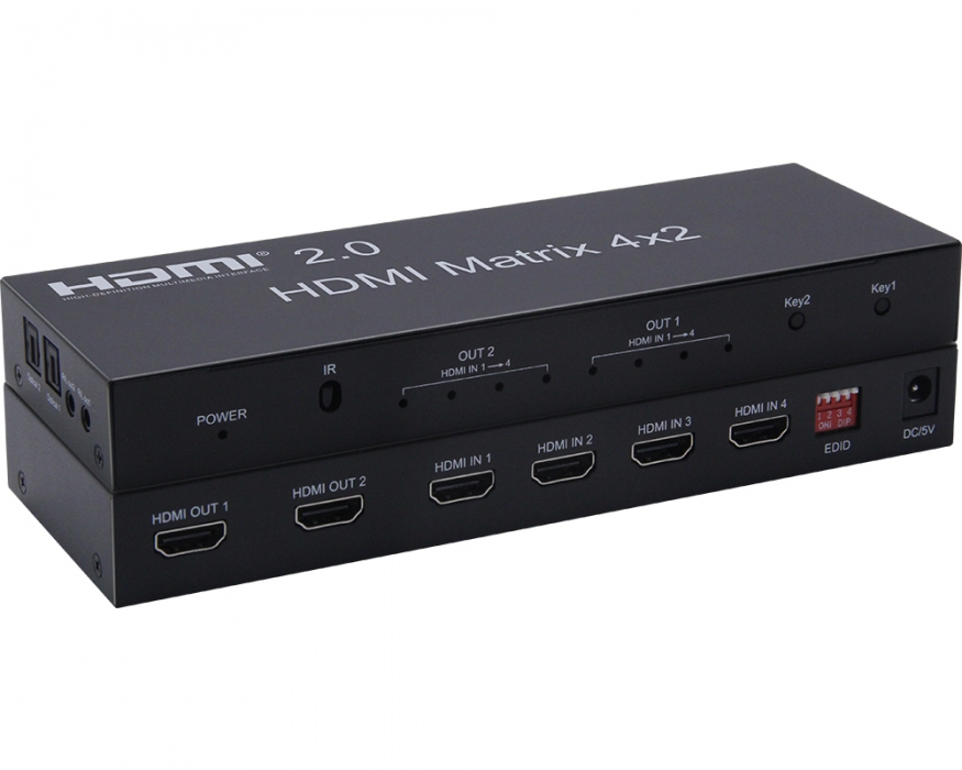 KCHMX002 4×2 HDMI 2.0 Matrix with audio output