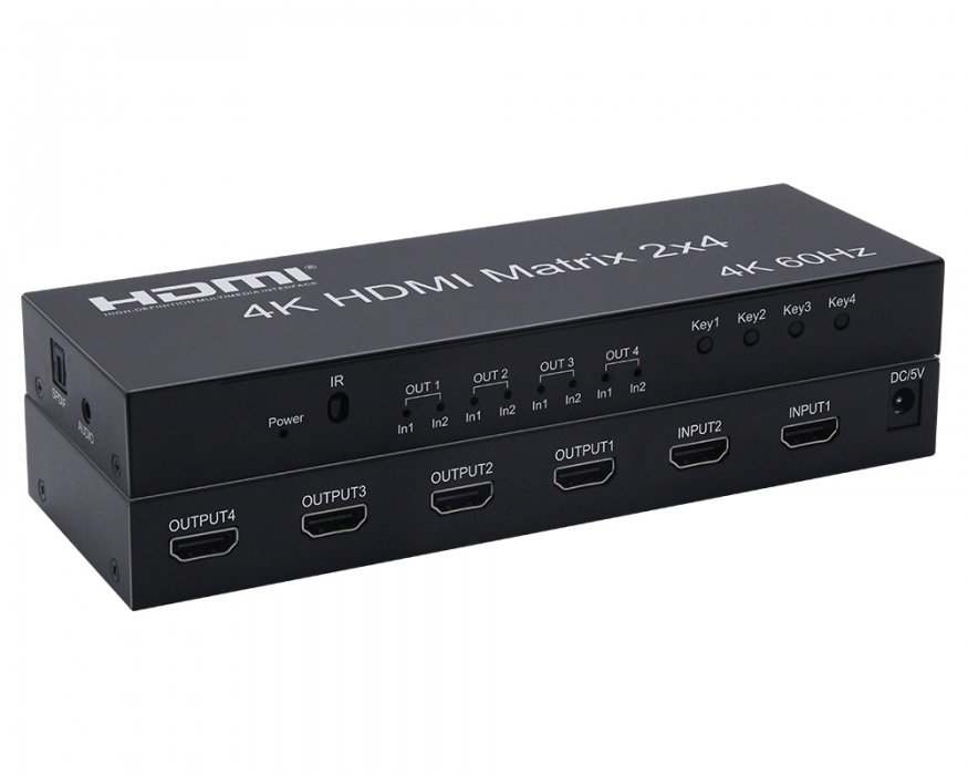 KCHMX001 2×4 HDMI 2.0 Matrix with audio output