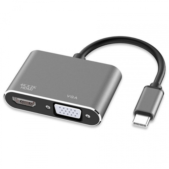 KCUAP021 Aluminum USB Type C to HDMI+VGA Converter