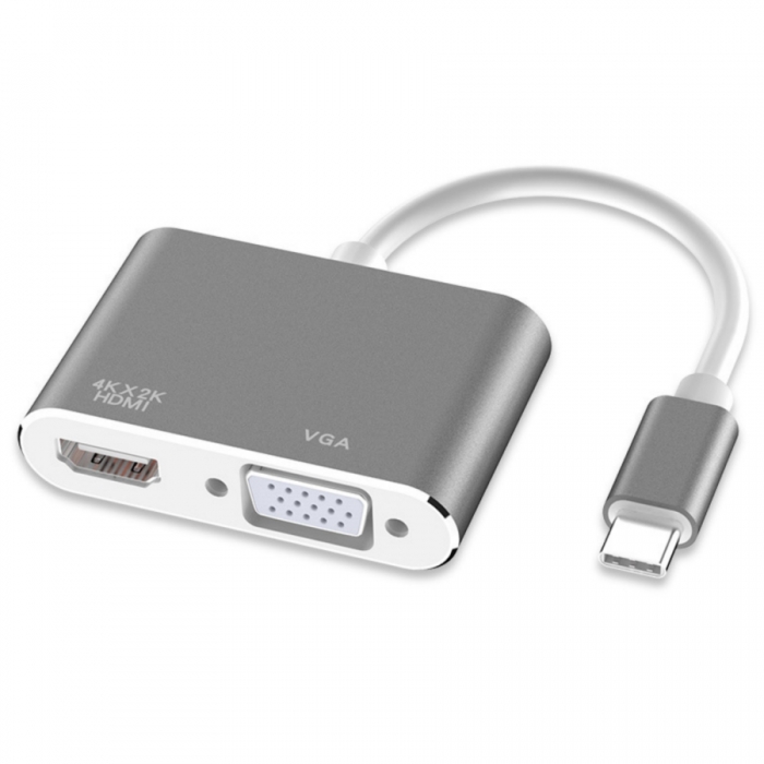KCUAP021 Aluminum USB Type C to HDMI+VGA Converter