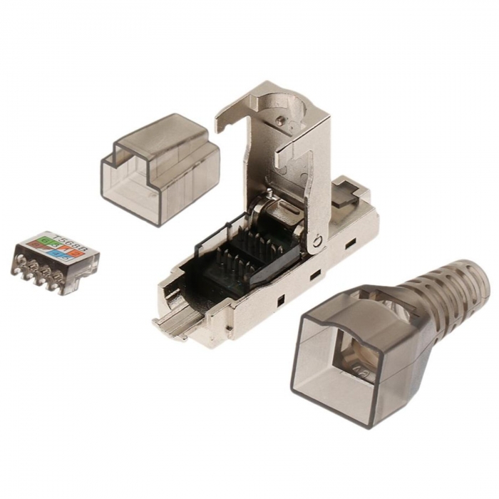 KCNWA009 STP Cat6A RJ45 Modular plug Toolless Type Shielded Plug