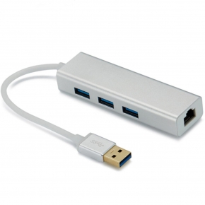 KCUB3014 USB 3.0 to RJ45+3×USB3.0 Converter Aluminum Housing