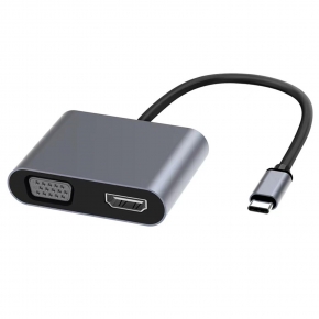 KCUAP045 MST+SST Aluminum USB Type C to HDMI+VGA Converter