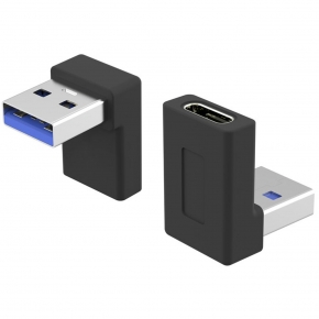 KCCAP030 90° Angled PVC USB3.0 A Male to USB-C Female Adapter